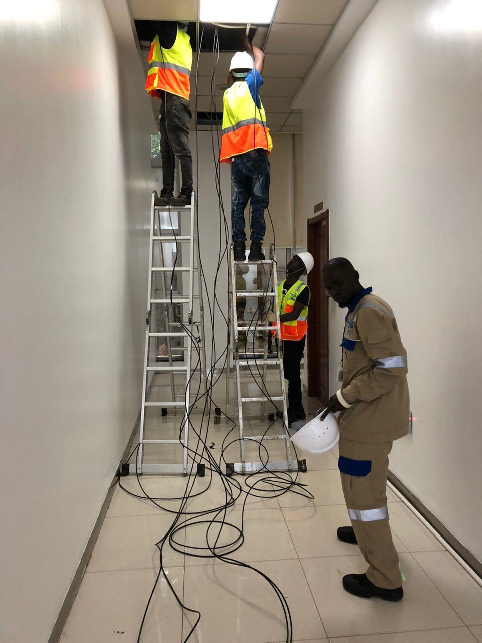 Overhead & Ceiling Cabling Works — Networks & Server Rooms security solution supplied and installed in Uganda